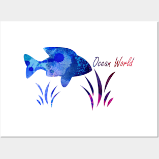 Fish and algae. The world of the ocean. Posters and Art